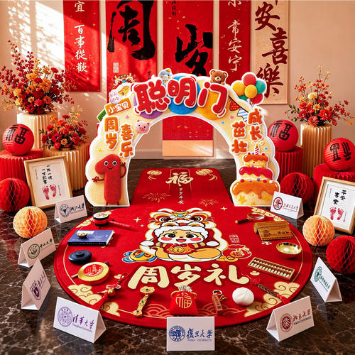 下单套餐送：大学卡纸抓周+金碗