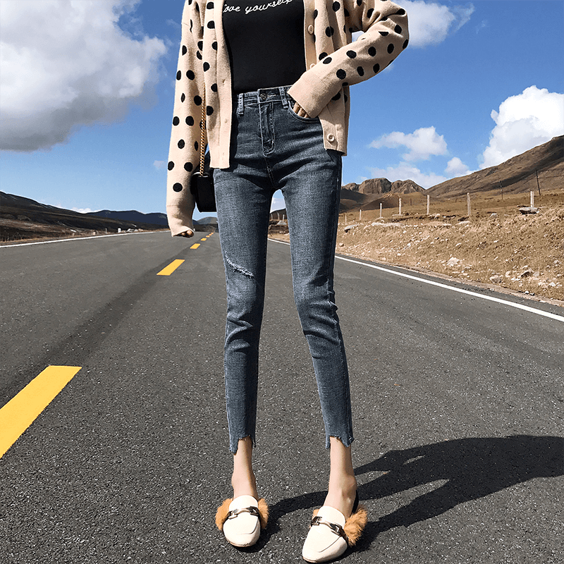 牛仔裤女夏季2020年新款高腰显瘦八分小个子网红百搭九分小脚裤潮