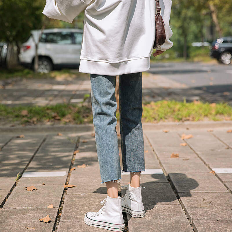 2020年新款牛仔裤女夏季高腰宽松显瘦八分小个子cec直筒百搭薄款