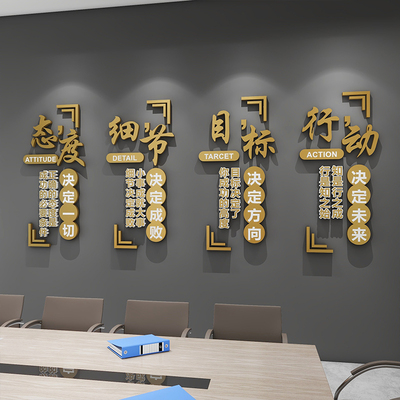 公司墙面装饰励志标语贴设计氛围布置办公室团队会议企业文化背景