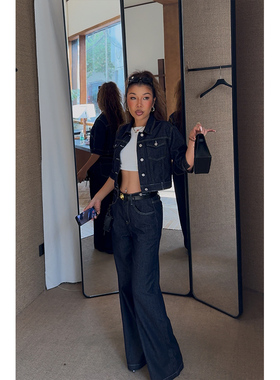 (小溪家）不掉色水洗原色牛仔裤显瘦直筒裤牛仔外套夹克简约百搭