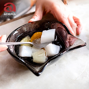 日本进口Aderia手工玻璃碗猫咪豆皿家用饭碗具高颜值甜品碗零食碗