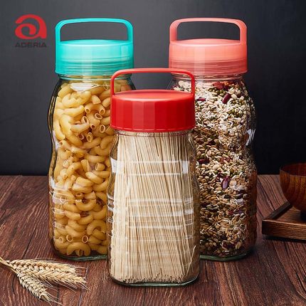 aderia玻璃密封罐日本进口家用泡酒玻璃瓶食品五谷杂粮储物罐