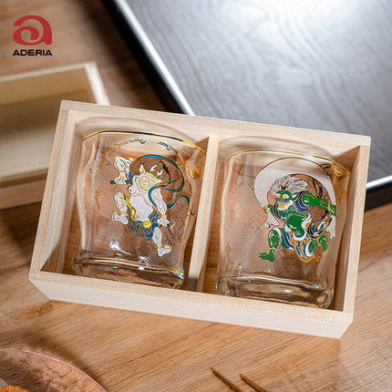 aderia日本进口石冢硝子复古风家用玻璃杯描金威士忌对杯酒杯礼物