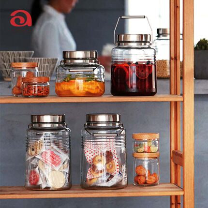 aderia日本玻璃密封罐食品级腌菜泡菜坛子泡酒专用青梅酒瓶送礼盒