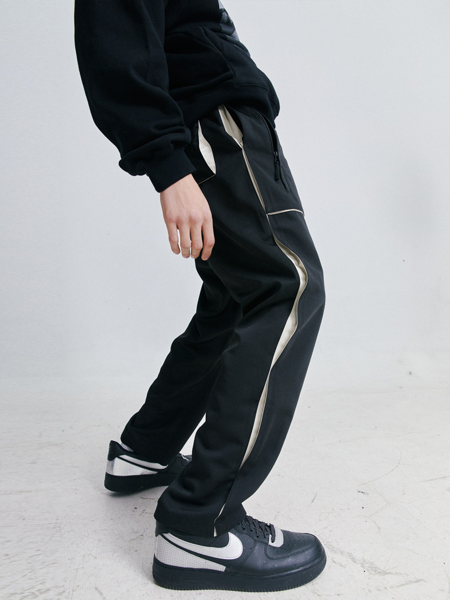 SIMPLE RIMLESS deconstructed contrast color pocket trousers men's national tide loose hip-hop straight casual trousers summer