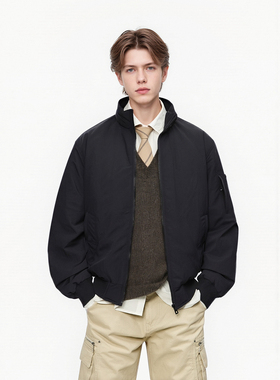 SRME老钱cleanfit风90白鸭绒简约短款上衣保暖男装立领外套羽绒服