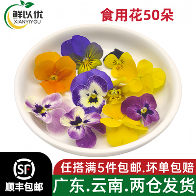 新鲜三色堇花甜品蛋糕装饰用叶子新鲜酒楼西餐装饰摆盘花草食用花