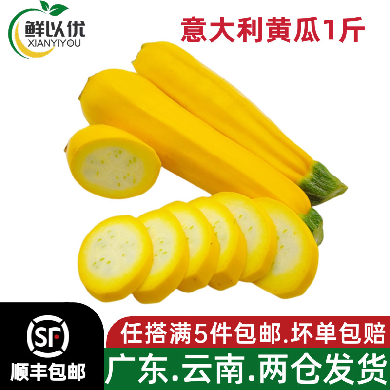 云南新鲜黄节瓜意大利西葫芦生吃蔬菜沙拉食材轻食角瓜茄瓜500 g