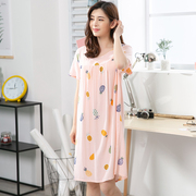 Nightdress women's summer sweet and cute student pajamas ladies loose round neck short-sleeved cotton silk girls' home clothes thin section