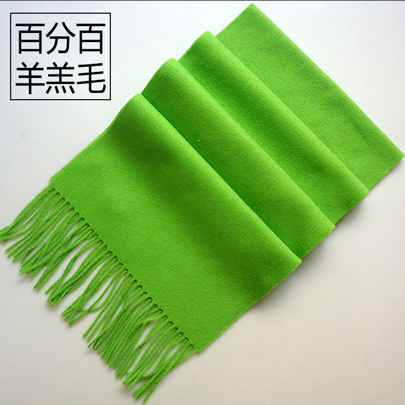 果绿色加长羊绒冬季韩版男士围巾