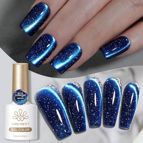 10ml Blue Glitter Cat Magnetic Gel Polish Ultra Shine Semi P