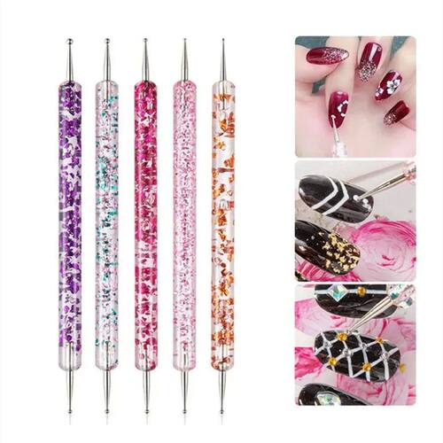 5Pcs/set Portable Nail Art Dotting Pen Crystal Beads Handle