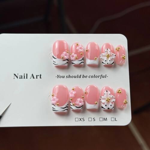 10pcs high-end Pink girlish style, hand-painted three-dimens