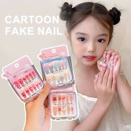New Cartoon Children Wearing Nails Cute Cherry Love Heart Lo
