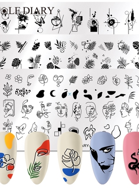 Nail Stamping Plates Line Face Flower Nail Art Plate