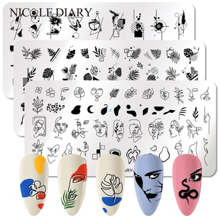 Nail Stamping Plates Line Face Flower Nail Art Plate