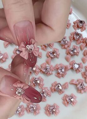 30/20/10PC Pink Ribbon Resin Bow Parts Nail Charms Mix-Style