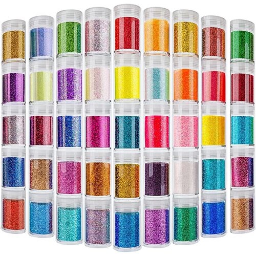 45 Colors Holographic Chunky and Fine Glitter Mix,  Festival