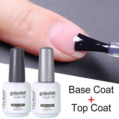 No Wipe Top Coat Base Coat Primer UV Gel Nail Art Tips Manic