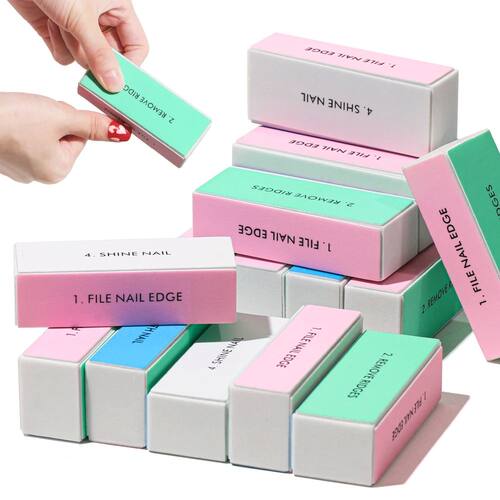 1/20Pcs 4 Sides Sponge Nail Buffers Colorful Sanding Buffing