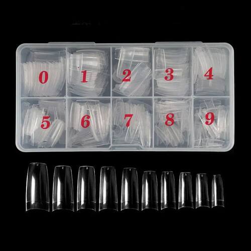 500Pcs Acrylic Nail Tips Transparent Artificial Half Cover F