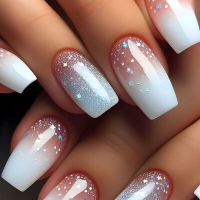 24pcs Short Ballet Press on Nails Gradient False Nails Weara