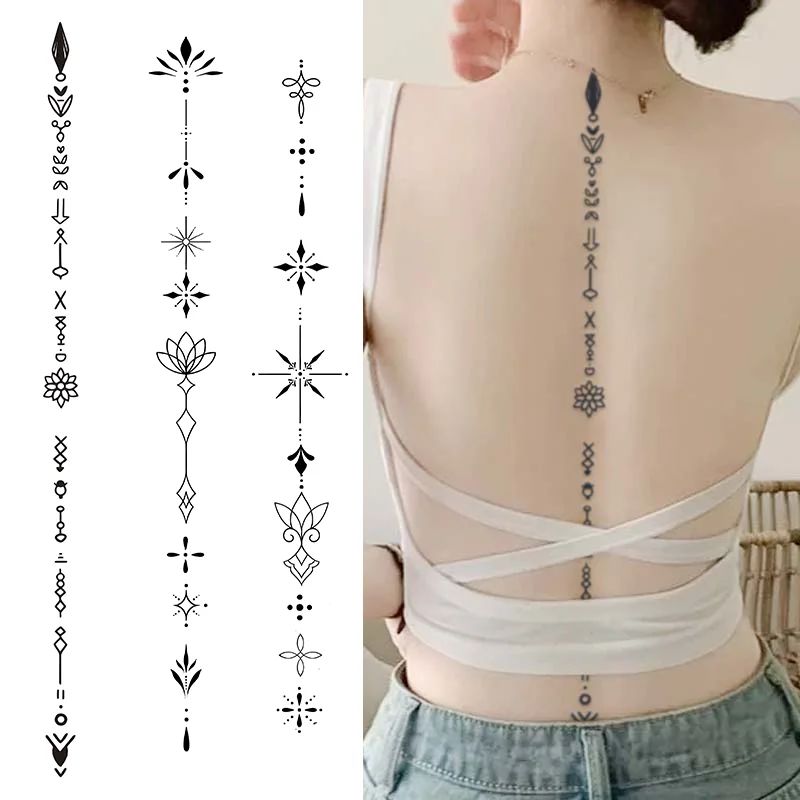 One Rune Spine Waterproof Temporary Tattoo, Lasting 1-2 Week
