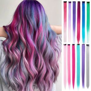 6pcs/pack Colored Party Highlights Clip in Hair Extensions f
