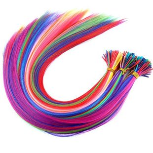 Synthetic Hair Dye Rainbow Fake Hair Extensions Colored Kane