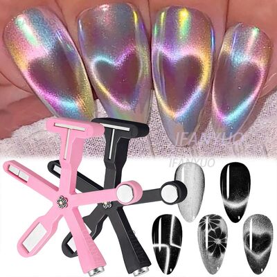 Love Heart Pattern Nail Magnet 6in1 Cat Eye Effect Side Ligh