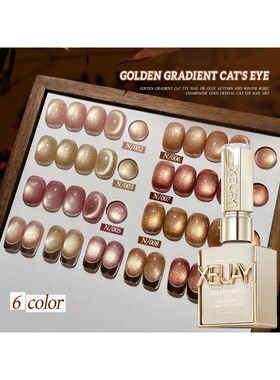 6Pcs 15ML Golden Gradient Cat Eye Nail Polish Gel Photothera