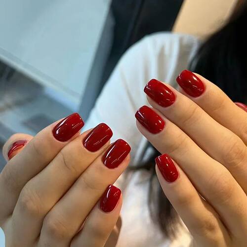 24 Pcs Short Solid Color Press on Nails Acrylics Autumn and