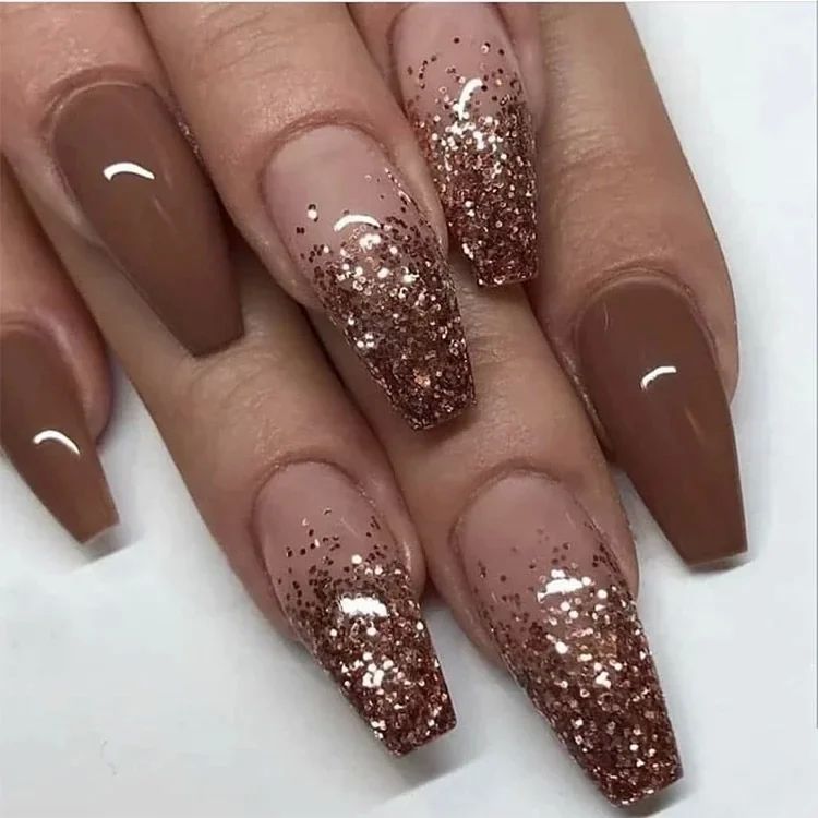24pcs removeable false nails with glue Ballet nails with des