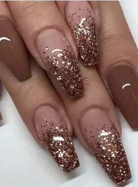 24pcs removeable false nails with glue Ballet nails with des