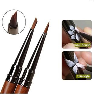 Triangular Petal Nail Round Acrylic Handle Brush Wood