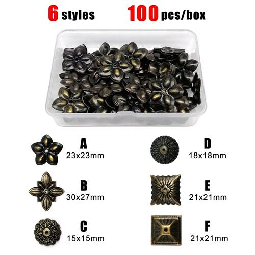 100pcs/box Upholstery Nail Jewelry Chest Wood Box Corner Gif