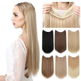 SARLA Synthetic No Clip Hair Extension Ombre Natural Fake Fa