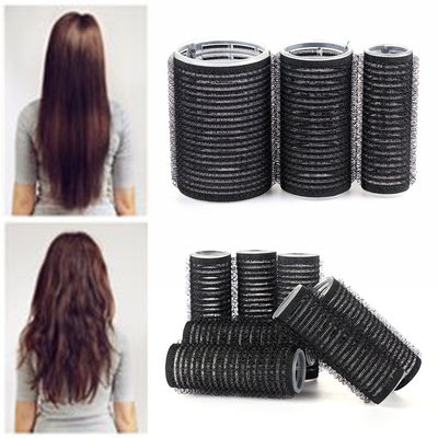 Black Large Self Grip Hair Rollers Pro Salon Hairdressing