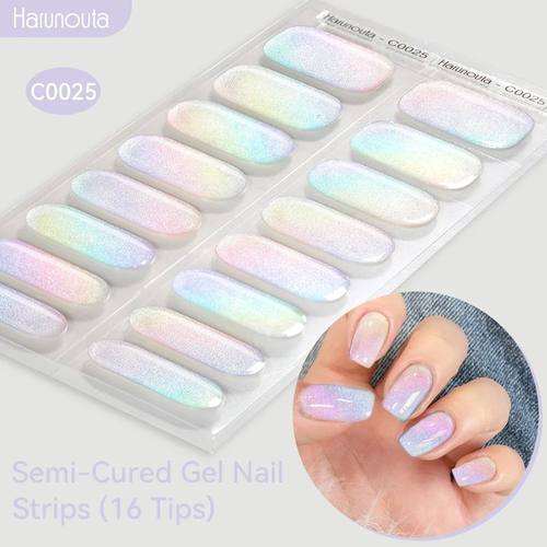 Gradient Auroras Semi Cured Gel Nail Strips Sparkly Shinning