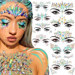 3D Acrylic Glitter Rhinestone Temporary Sexy Face Tattoo Sti