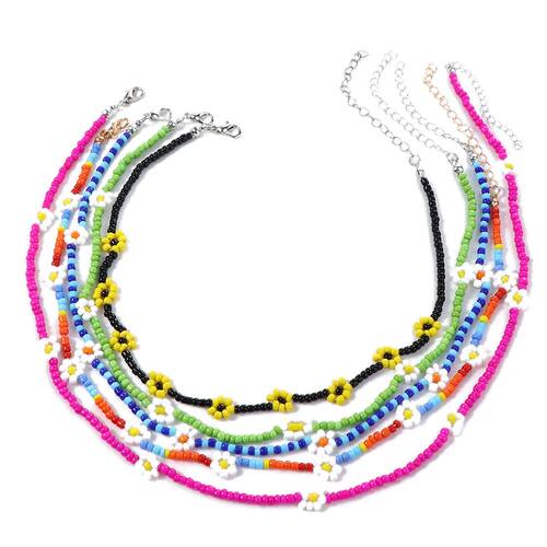 1Pc Bohemia Colorful Rice Beads Necklace Women Small Daisy S
