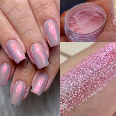 1Box Aurora Pink Pearl Nail Chrome Powder Gradient Mirror Ch