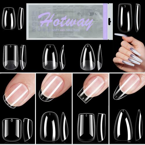 192 Pieces of Transparent Acrylic Fake Nails, Almond Oval Co
