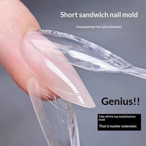New 60/240/300 Pcs Sandwich Nail Forms 15 Size Oval Extensio
