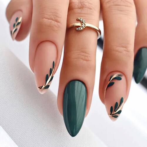 24 Pcs French Fake Nails Almond Long Coverage Press On Nails
