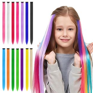 10 Pcs Colored Hair Synthetic Extensions Colorful Clip in Ha