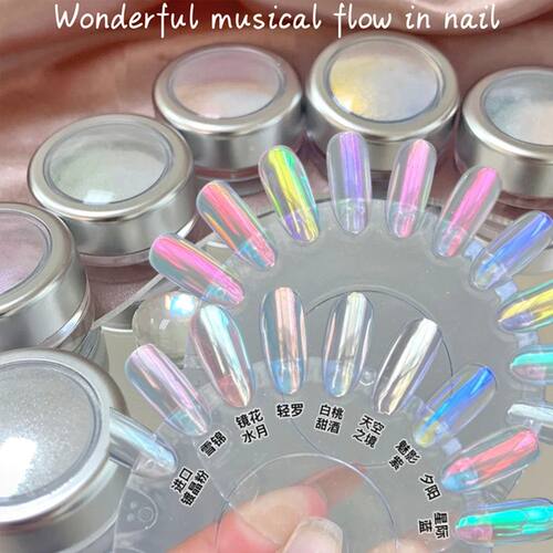 1Jar Aurora Moonlight Mirror Nail Powder Net0.2g Iridescent