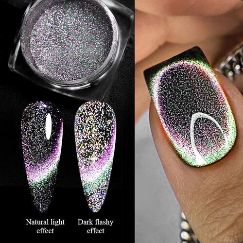 Blue Reflective Cat Magnetic Nail Powder Glitter Nail Art Ge