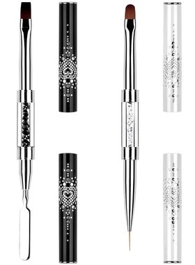 Dual-Ended Hard Nail Art Brush Builder Gel Rhinestone Handle
